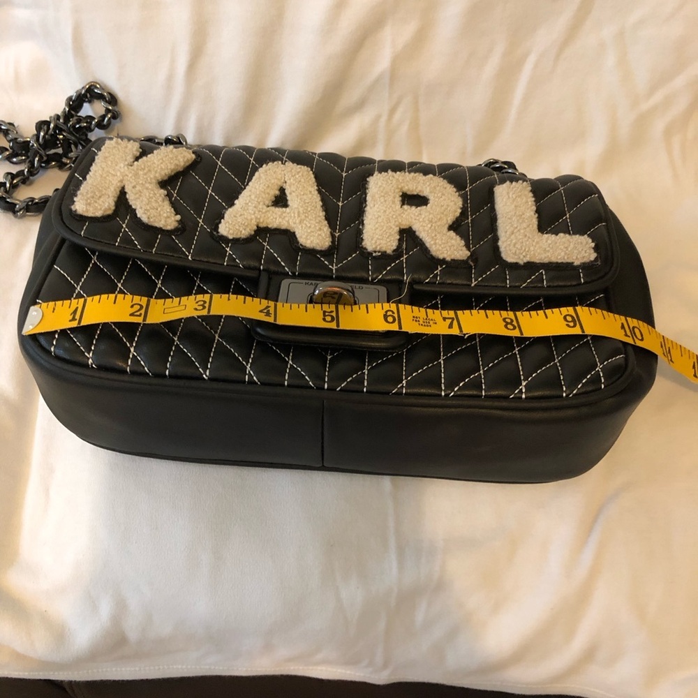 Karl Lagerfeld Paris Agyness Black Quilted Shoulder Bag - Picture 14 of 16